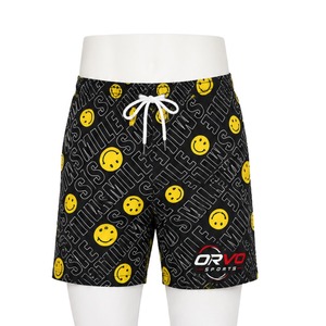 ORVO Men's Heat-Transfer Printed Elastic Waist Sport <b>Shorts</b> Quick Dry Drawstring Mid Waist <b>Black</b> Polyester <b>Beach</b> Style 180g - Product Image 3