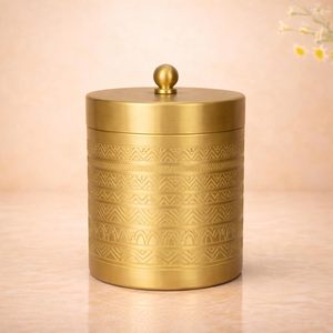 Recipiente cilíndrico de latón con tapa hermética para almacenamiento de especias en la cocina, diseño minimalista, contenedor metálico hecho a mano. - Product Image 3