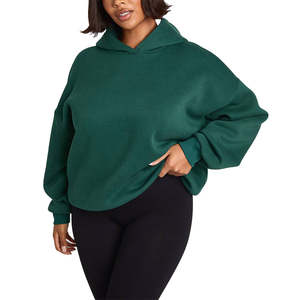 Sudadera con Capucha para Mujer, Otoño 2026, Invierno Cálido, Lavado Ácido, Felpa Gruesa de Algodón, Verde Sólido, con Logotipo Personalizado en la Parte Delantera, MOQ Bajo - Product Image 4