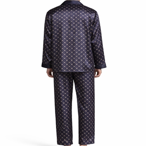 Conjunto de pijama de satén para hombre, ropa de dormir estilo seda con botones y manga larga, ropa de dormir cómoda, tela ligera para hombre - Product Image 3