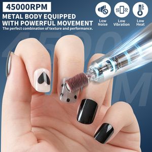 Machine à ongles professionnelle portable sans fil 45000 tr/min, kit de lime à ongles électrique scintillante avec embouts rechargeables - Product Image 4