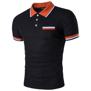 Pull col roulé pour homme en tissu anti-rétrécissement et anti-plis, imprimé avec logo personnalisé, rayures blanches, manches courtes, pour le golf - Product Image 1