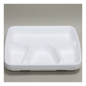 Assiette en bagasse de qualité supérieure, résistante à la chaleur, à 3/4/5 compartiments, jetable, certifiée ISO, idéale pour le service alimentaire - Product Image 1