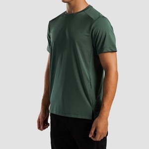 T-shirt Homme Personnalisé à Logo Frontal Coupe Slim Uni Manches Courtes Été Maille Col Rond Séchage Rapide Respirant Confortable Vente en Gros - Product Image 2