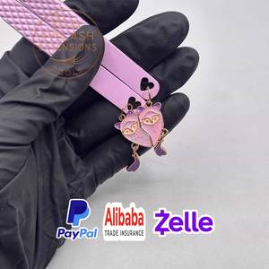 Pince à épiler rose pour extensions de cils, en acier inoxydable, pointe de précision, antidérapante, avec breloque chat - Product Image 5