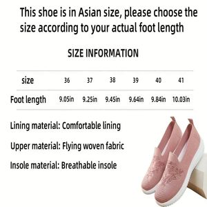Chaussures plates respirantes pour femmes, style décontracté, à bout peu profond, motif floral, couleur unie, design en maille, tendance - Product Image 3