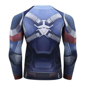 Sports Compression Fightwear Set for Men-Summer Printed Breathable Rash Guard Long Sleeve Top Shorts Spandex/Polyester Material - Product Image 5