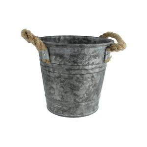 Vente en gros de jardinières carrées rustiques en métal galvanisé, pots à fleurs vintage en zinc, seaux décoratifs de jardin en étain avec poignées - Product Image 3