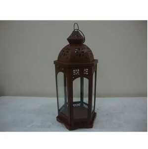 Ornate metal lantern geometric floral cutout patterns domed top rustic farmhouse indoor outdoor <b>candle</b> lighting artistic - Product Image 5