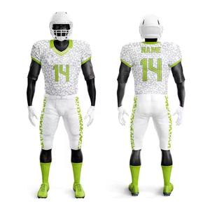Customizable Men's American Football Jersey Set White Green Leopard Print Short Sleeve Moisture Wicking Uniform 14 - Product Image 1