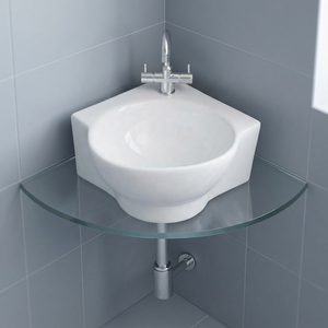 Compact White Ceramic Corner Countertop Wash Basin 15x15 Modern Bathroom Vanity Sink Space Saving Bowl - Product Image 4