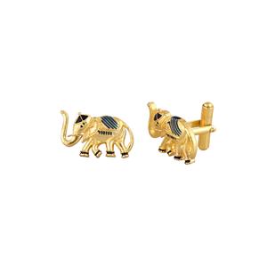 Luxury Gold Plated Elephant <b>Cufflinks</b> for Men Black Enamel Formal <b>Shirt</b> Accessories Wedding Business Gift Animal Cuff Links - Product Image 4