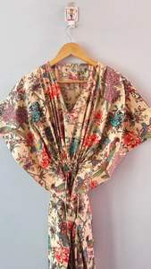 ชุดเดรสผ้าฝ้ายลายพิมพ์นกและดอกไม้ สไตล์โบฮีเมียนสำหรับคลุมชายหาด - Product Image 2