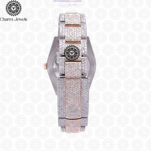 Reloj de Lujo para Hombre Charm_Jewels, Acero Inoxidable, Correa de 20 mm, Incrustaciones de Diamantes, Cierre Oculto de Botón, Movimiento Mecánico, 40 mm - Product Image 4