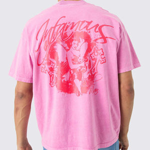 เสื้อยืดผู้ชายผ้าคอตตอนเจอร์ซีย์คุณภาพสูง เนื้อหนา พิมพ์ลาย ขนาดโอเวอร์ไซส์ พร้อมโลโก้ด้านหน้า - Product Image 6