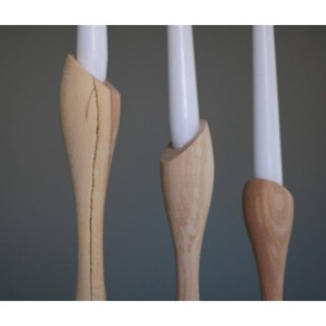 Juego de tres portavelas de madera natural más vendidos para decoración del hogar - Product Image 5