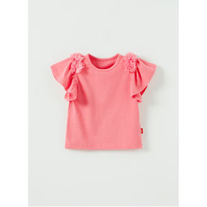 T-shirt coréen OZKIZ pour enfants, 100 % coton, modèle ST08, chemise décontractée pour filles avec volants, mode estivale pour 2-6 ans, vente en gros - Product Image 1