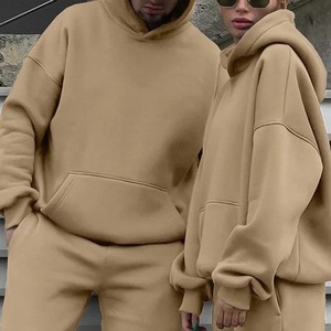 Ensemble de survêtement ROLIEN pour homme, vert olive, en polaire polyester/coton, avec capuche et cordon de serrage, grande taille, coupe ample, couleur unie - Product Image 3