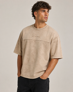 Camiseta Casual de Manga Corta para Hombre, Corte Regular, Beige, Poliéster/Algodón, Transpirable, Cuello Alto, Precio al por Mayor para Active Squad - Product Image 1