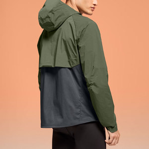 Chaqueta Cortavientos con Capucha para Hombre, Diseño Color Block, Cierre de Cremallera, Estilo Deportivo, Material de Poliéster, Corte Regular, Ropa de Otoño - Product Image 2
