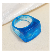 Bague tendance en résine de silicone colorée, forme carrée, style signet, antidérapante, bijoux à la mode, collection personnalisée unisexe