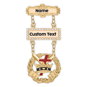 Custom Knights Templar Breast Jewel Gold Plated <b>Masonic</b> Regalia <b>Medal</b> with Engravable Double Bar Pin Officers Jewel - Product Image 4