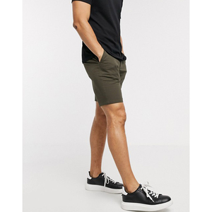 Pantalones Cortos Bermuda de Algodón Verde Oliva Sólido para Hombre, Estilo Casual de Cintura Media con Bolsillos, Tejido Transpirable, Cierre de Botón - Product Image 2