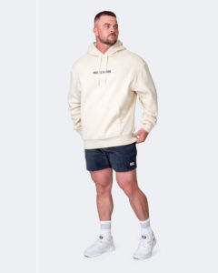 Sweat-shirts en molleton de coton crème avec logos personnalisés, coupe classique, couleur unie, design décontracté avec poche, pour l'automne et l'hiver - Product Image 4