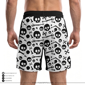 Pantalones Cortos de MMA MAWKA para Hombre, Estampado de Calavera, Secado Rápido, Corte Regular, Blanco y Negro, Impresión por Sublimación, Pantalones Cortos 2 en 1 Unisex - Product Image 2