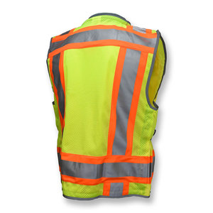 Men's Safety Vest Multi Functional Usage <b>Top</b> Rating Vest Neon Color Zip Up <b>Reflective</b> Tape Work Vest With Custom Designed Logo - Product Image 2