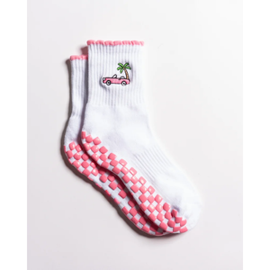 Chaussettes courtes pour femmes, été, broderie, coton, antidérapantes, logo personnalisable pour Pilates, tennis, marque Studio - Product Image 1
