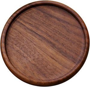 Sous-verres noirs rainurés en bois d'acacia de 4 pouces, 1 pièce, résistants à la chaleur, isolants thermiques, protection de table, faits à la main - Product Image 1