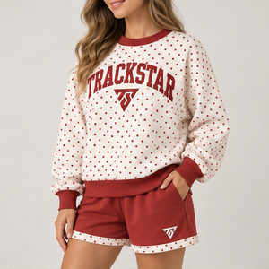 Women's Cream Inverse Polka Crew Neck 2-Piece <b>Shorts</b> <b>Set</b> Custom Casual Sportswear - Product Image 3