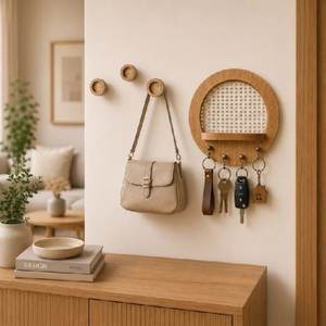 Handcrafted Solid Wood Wall Mounted <b>Key</b> Holder for Home Entryway Hallway Office Decorative <b>Key</b> Holder - Product Image 5
