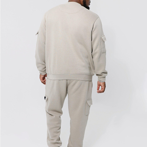 Ensemble de survêtement d'hiver unisexe de haute qualité, nouvelle collection, décontracté, respirant, imperméable, deux pièces, tricoté, couleur unie, personnalisable - Product Image 4