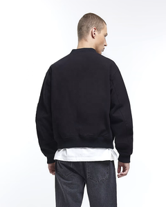 Blouson Bomber en Laine Noire Personnalisé pour Homme avec Col Montant Coupe Classique Mode Hiver Service OEM Disponible Imperméable Coupe-Vent - Product Image 2