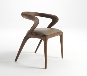Modern Midcentury Wood <b>Armchair</b> Upholstered Leather Seat <b>Dining</b> Chair Home Furniture - Product Image 1