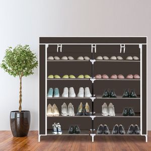 Scarpiera Portatile a 7 Livelli Marrone Scuro, Design Moderno e Semplice, Mobile Contenitore per Scarpe con Rivestimento in Tessuto per Armadio Stile Rustico - Product Image 3