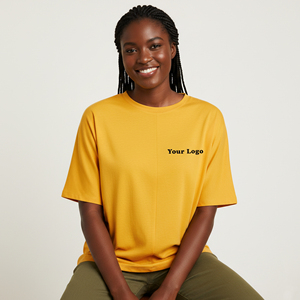 Camiseta de mujer de color sólido, 220 g/m², 100 % algodón, corte holgado, cuello redondo, transpirable, ecológica y cómoda. - Product Image 1