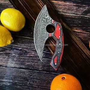 Cuchillo para Pizza de Acero de Damasco de Grado Industrial Hecho a Mano, con Mango de Madera y Funda de Cuero, Garantía de 3 Años, Personalizable - Product Image 3