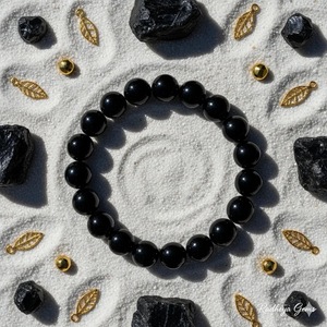 Wholesale Handcrafted Natural Black Tourmaline <b>Beaded</b> <b>Bracelet</b> Black Tourmaline Shield Crystal <b>Bracelet</b> for Healing - Product Image 2