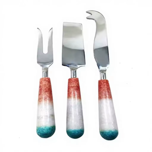 Ensemble de couteaux à fromage en acier inoxydable de haute qualité couverts de cuisine multicolores manche en marbre pièces élégantes et durables fournisseur en vrac - Product Image 6