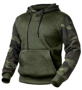 Sweat-shirt à capuche personnalisé pour homme, style sport et streetwear, grandes tailles, avec manches camouflage. - Product Image 6