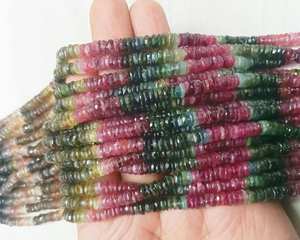 Cuentas Heishi de turmalina multicolor, cuentas espaciadoras redondas de piedras preciosas naturales para la fabricación de joyas, pulseras y collares DIY. - Product Image 6