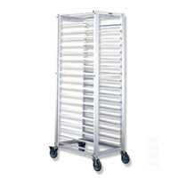 Chariot de boulangerie commercial Atlas Star SN-1990 en alliage d'aluminium anodisé argenté à 18 niveaux avec plateaux amovibles pour la cuisine et l'hôtellerie
