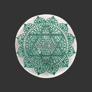 Beautiful Engraved Polished Round Selenite <b>Coasters</b> & Plates by Natural <b>Agate</b> - Product Image 2