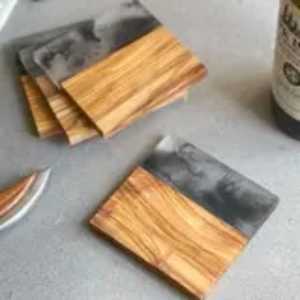 Stylish Modern Dining Kitchen Christmas Coaster <b>Set</b> High Resin Wood Spliced Tea Mat Heated <b>Square</b> Placemat Reusable Eco-Friendly - Product Image 2