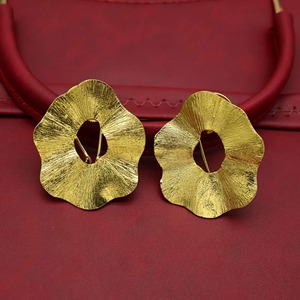 Metal Craft Matte Finish Brass Earrings Non Glossy Brass Earrings Solid Color Custom Factory Wholesale Item Use Brass Earrings - Product Image 1