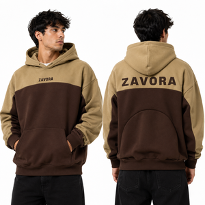 Custom <b>Men</b> Two Tone Color Block Hoodies Cotton Fleece <b>Pullover</b> Kangaroo Pocket Regular Fit Casual Outerwear Factory Supplier - Product Image 1