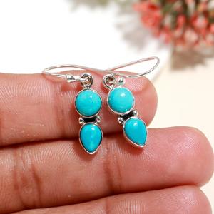 Pendientes Colgantes de Plata de Ley 925 Más Vendidos con Turquesa de Arizona en Forma de Pera Ovalada para Bodas Cristianas - Product Image 2